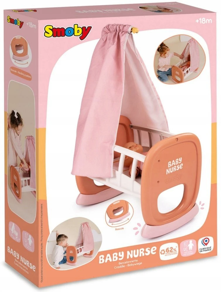 Smoby Baby Nurse lopšys su baldakimu