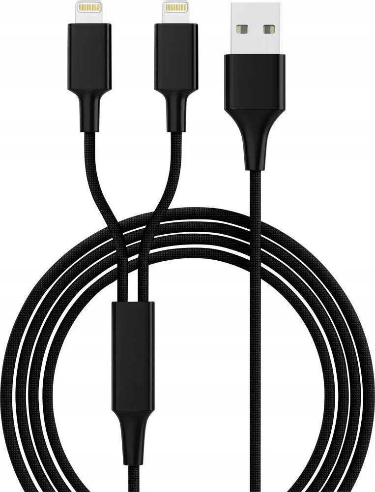 Kabelis USB USB-A - 2x Lightning 1.2 m Juodas (SMRTER_HYDRA_DUO_L_BK)
