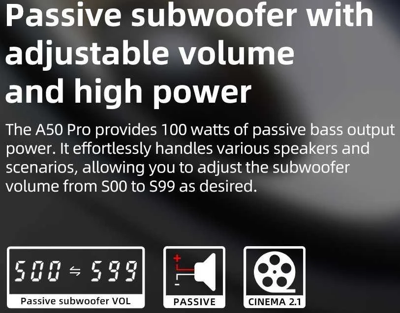 SMSL SMSL A50 PRO - 2.1 garsiakalbių stiprintuvas su „Bluetooth“ ir HDMI ARC