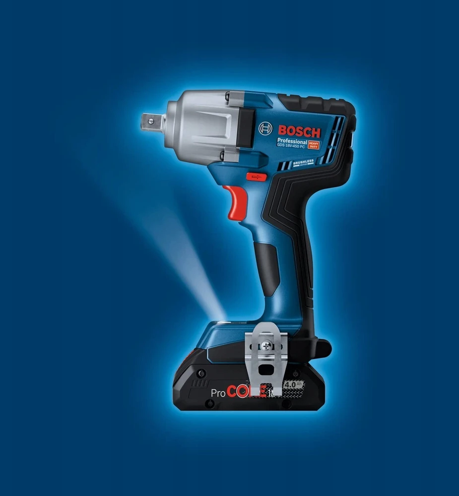 Akumuliatorinis smūginis veržliasukis Bosch GDS 18V-450 PC Solo, GCY 42, LB