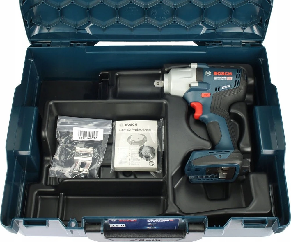 Akumuliatorinis smūginis veržliasukis Bosch GDS 18V-450 PC Solo, GCY 42, LB