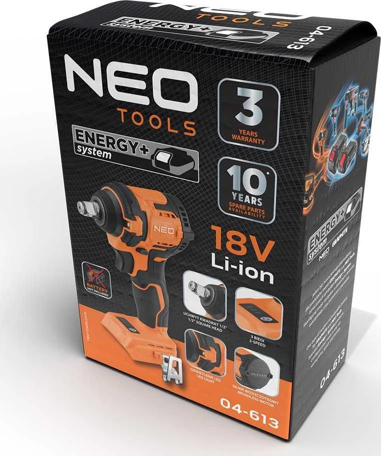 Smūginis veržliasūkis Neo 04-613; 18 V; 1/2'' (be akumuliatoriaus ir pakrovėjo)