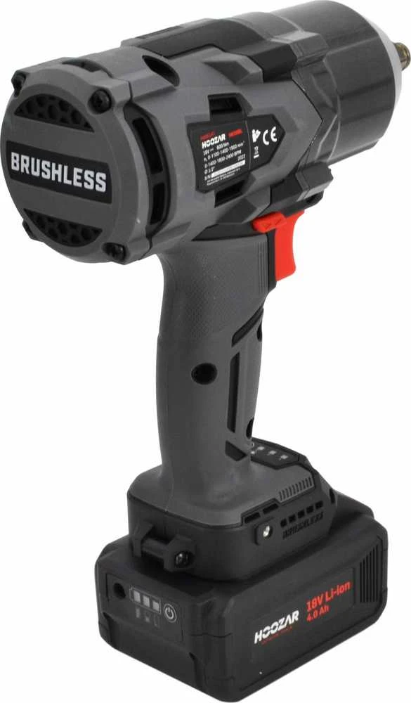 HOOZAR bešepetėlinis smūginis veržliasukis 1/2" 18V 1x4.0Ah 600 N.m. IW20BL