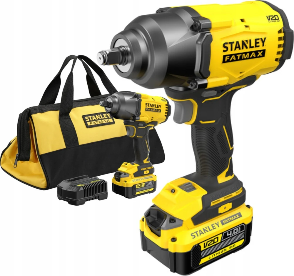 Stanley V20 smūginis veržliasukis su priedų rinkiniu