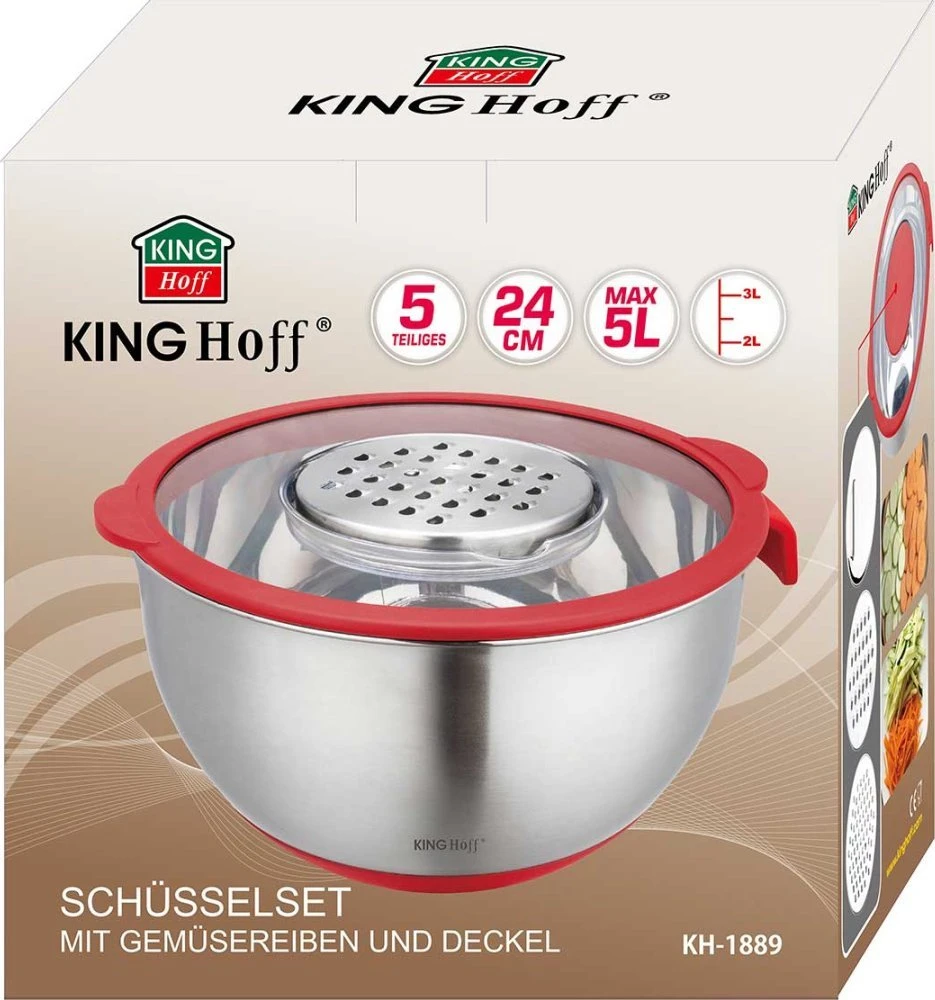 King Hoff DAUGIAFUNKCINIS VIRTUVĖS DUBENIS SU DARŽOVŲ TRINVO FUNKCIJA 24CM 5L 5 ELEMENTAI. KINGHOFF KH-1889