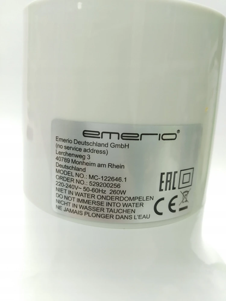 Smulkintuvas Emerio MC-122646.1 elektrinė szatkownica do warzyw 260 W Permatomas, Baltas