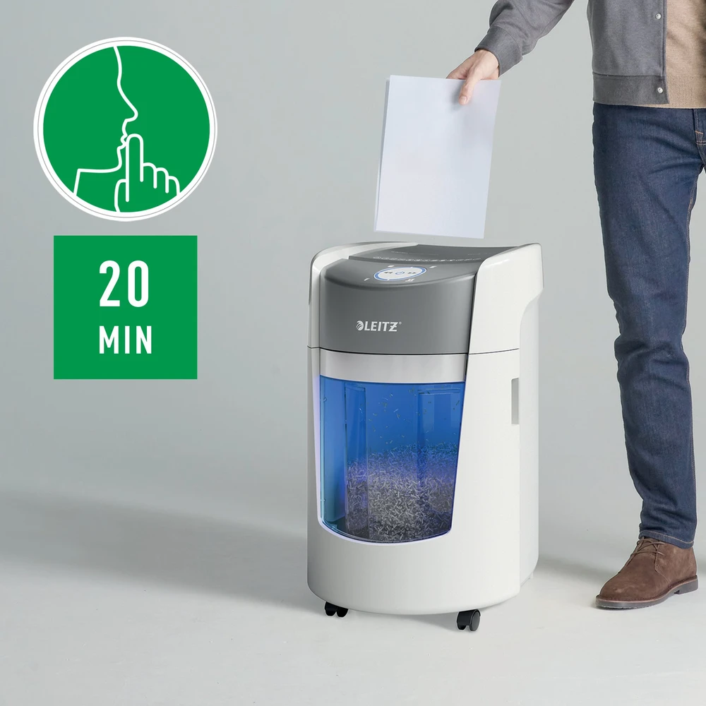 Leitz IQ OptiMax Small Office 350 Micro Cut popieriaus smulkintuvas Security P5 22L - Baltas