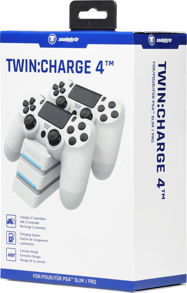 Snakebyte dvigubA TWIN: CHARGE 4 stotelė PS4 balta