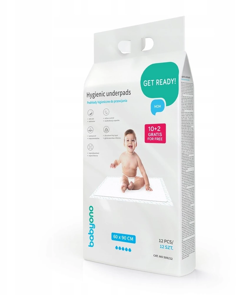 Snibbs Babyono kūdikio pervystymo paklotai 12vnt 60x90 509/12