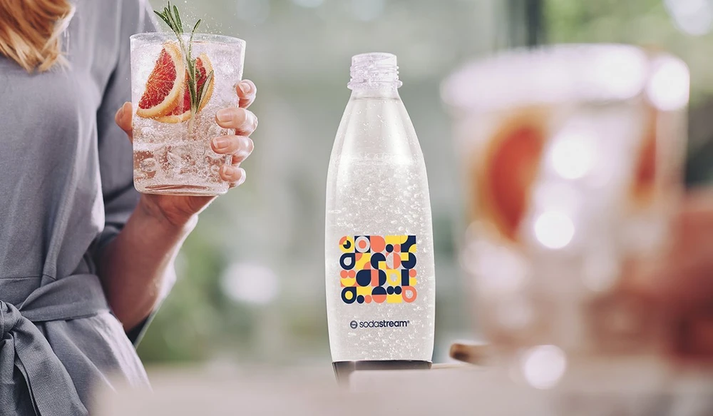 Gėrimų gazavimo aparato SodaStream vandens buteliai Fuse, 1l, 2 vnt, mozaika