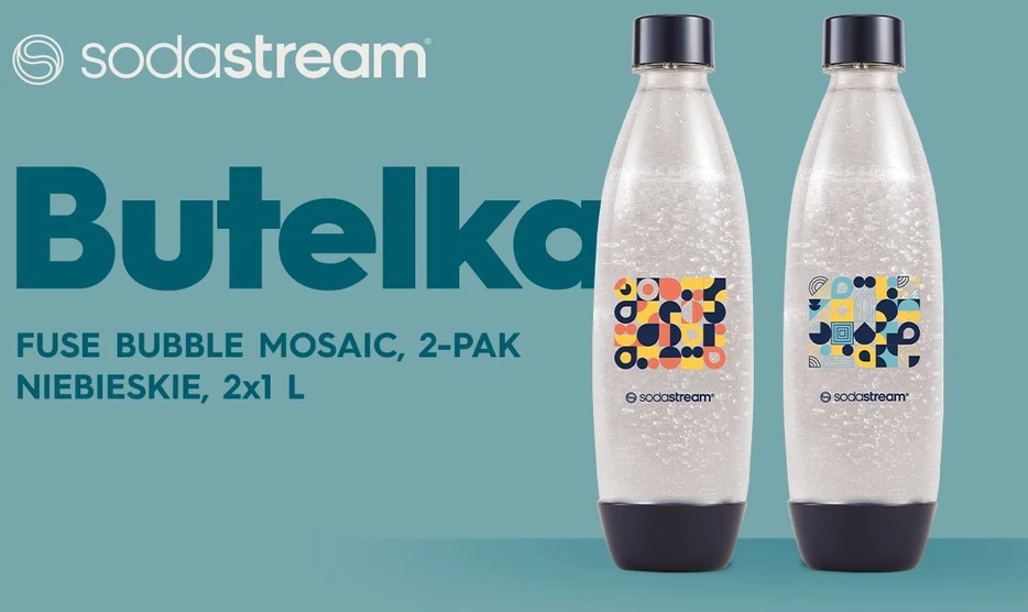 Gėrimų gazavimo aparato SodaStream vandens buteliai Fuse, 1l, 2 vnt, mozaika