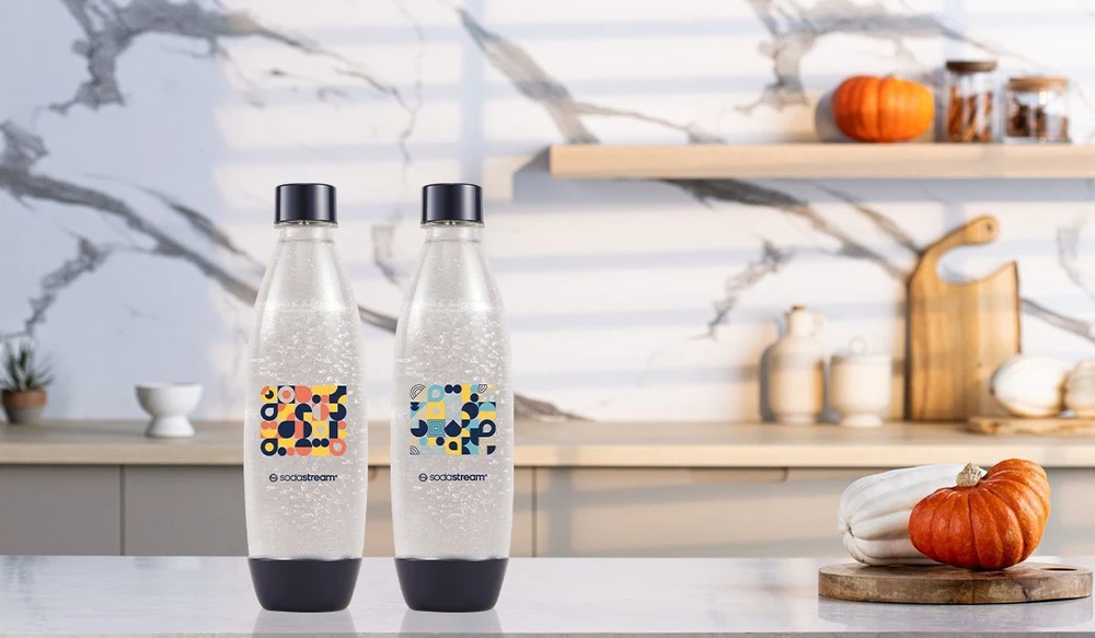 Gėrimų gazavimo aparato SodaStream vandens buteliai Fuse, 1l, 2 vnt, mozaika