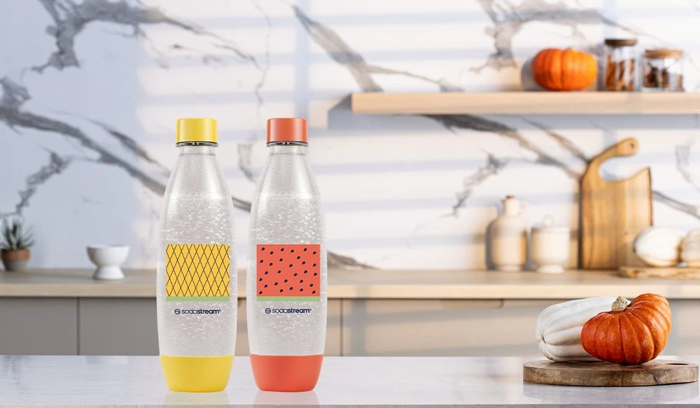 Gėrimų gazavimo aparato SodaStream vandens buteliai Fuse, 1l, 2 vnt, arbūzas/ananasas