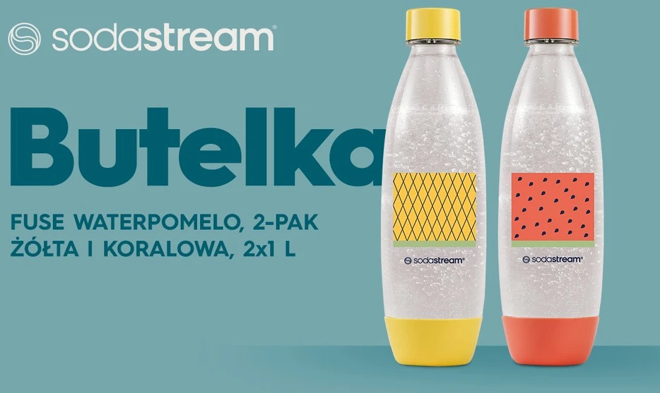 Gėrimų gazavimo aparato SodaStream vandens buteliai Fuse, 1l, 2 vnt, arbūzas/ananasas
