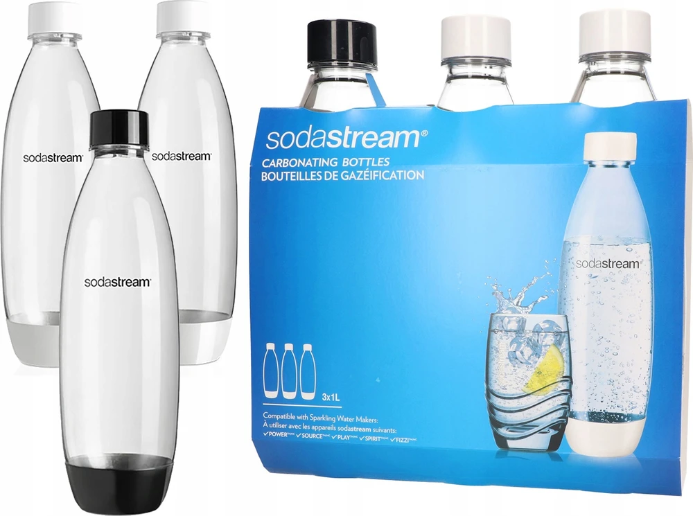 Virtuvės Įrankių Rinkinys - SodaStream PET Butelis Fuse 1L (3 Buteliai) Juodas