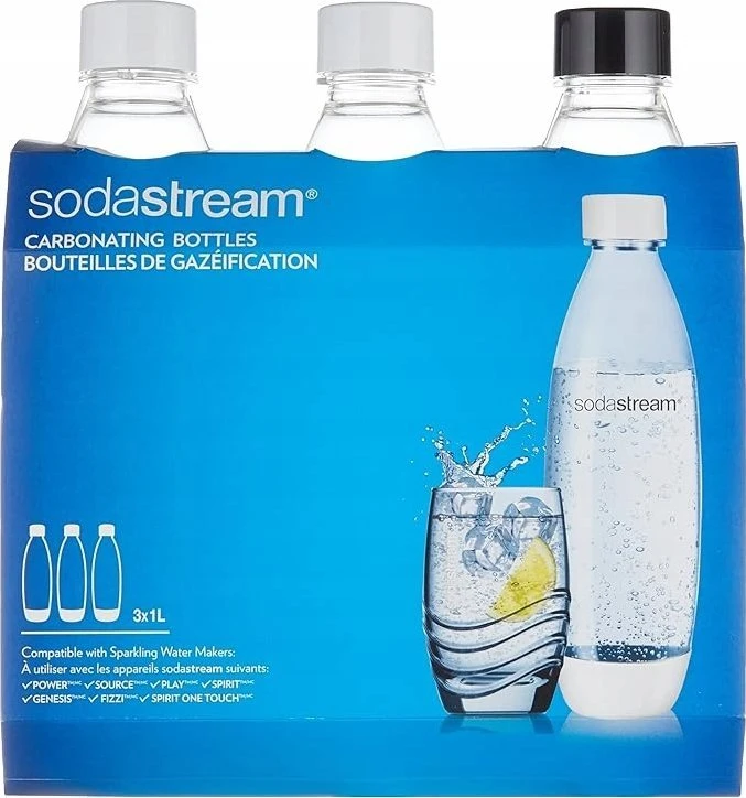 Virtuvės Įrankių Rinkinys - SodaStream PET Butelis Fuse 1L (3 Buteliai) Juodas