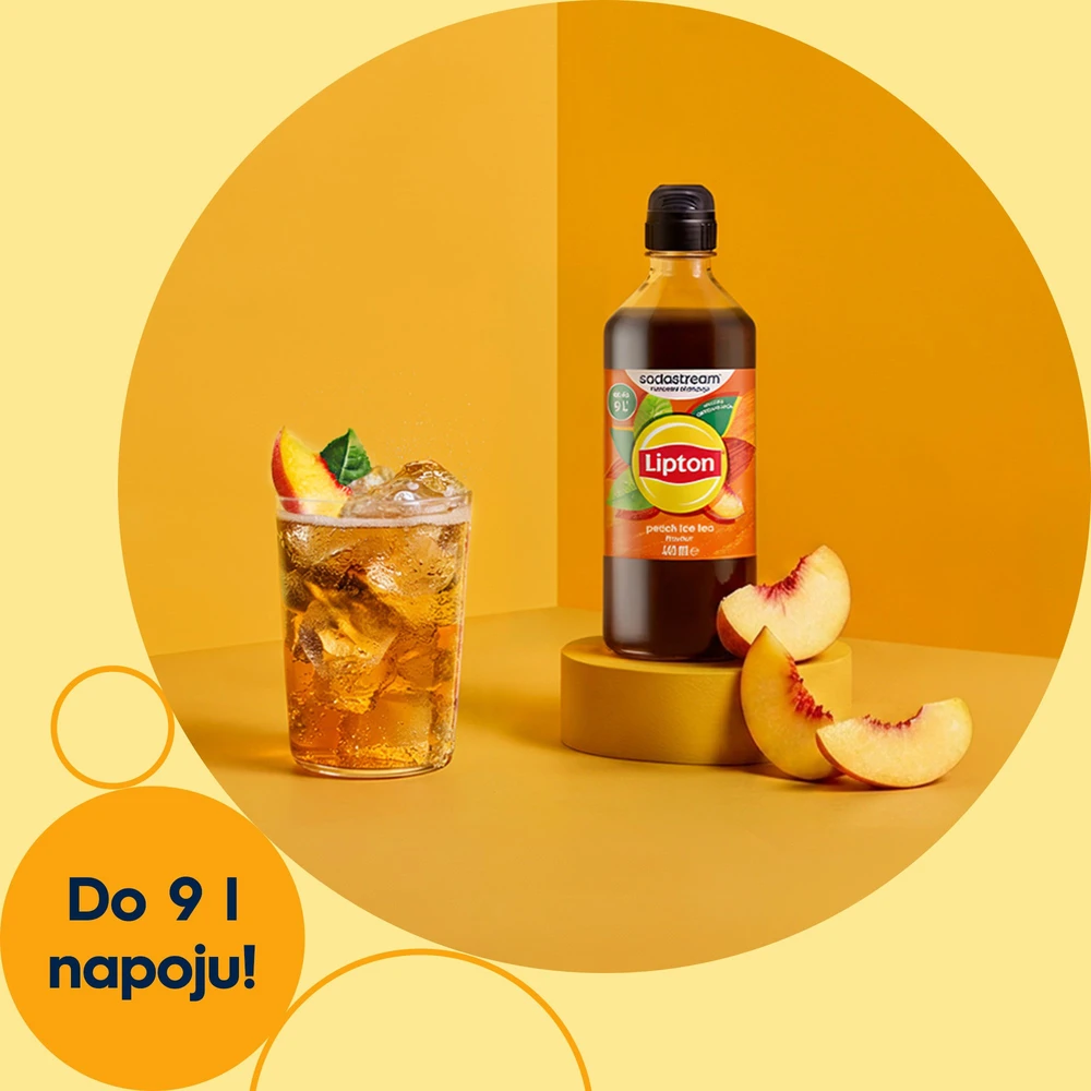 Lipton juodosios šaltosios arbatos, persikų skonio SodaStream sirupas, 440ml