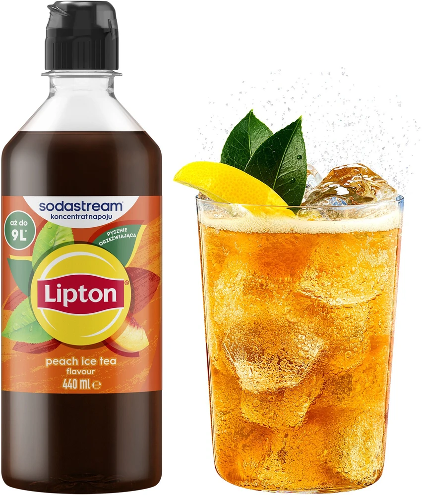 Lipton juodosios šaltosios arbatos, persikų skonio SodaStream sirupas, 440ml