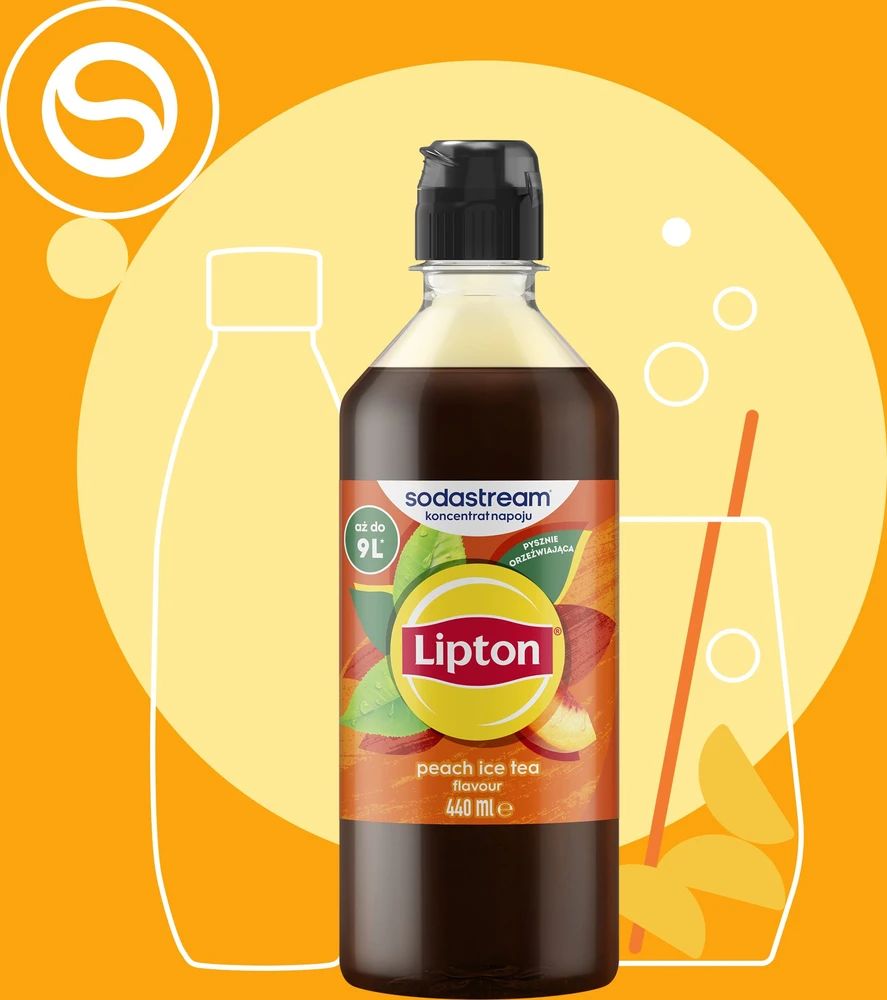 Lipton juodosios šaltosios arbatos, persikų skonio SodaStream sirupas, 440ml