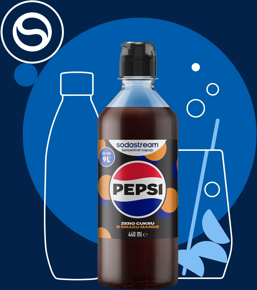 Sirupas gazuotų gėrimų gaminimo aparatui SodaStream, Pepsi Max Mango Zero, 440 ml