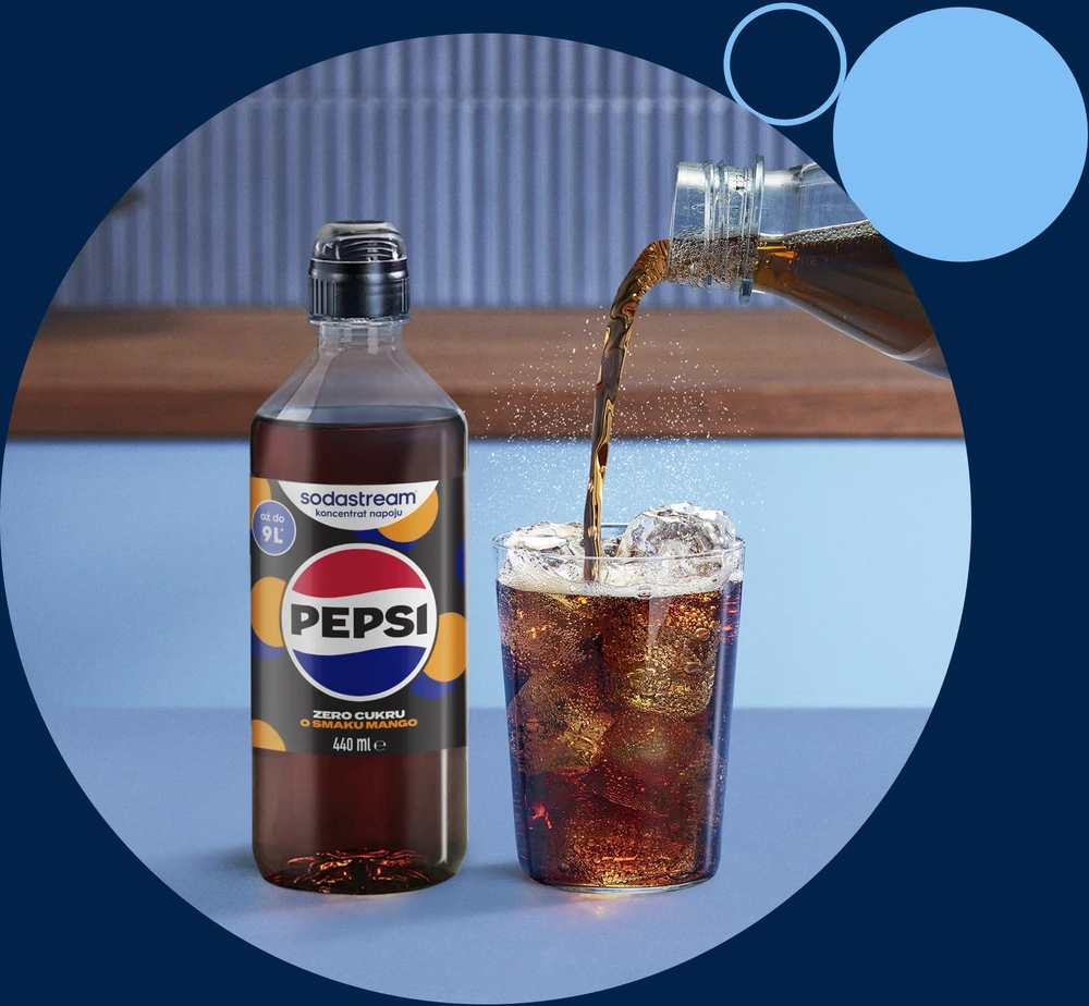 Sirupas gazuotų gėrimų gaminimo aparatui SodaStream, Pepsi Max Mango Zero, 440 ml