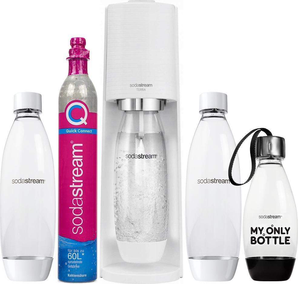 Gėrimų gaminimo aparatas SodaStream Terra baltas+3 buteliukai, modelis 1012813490, žema kaina