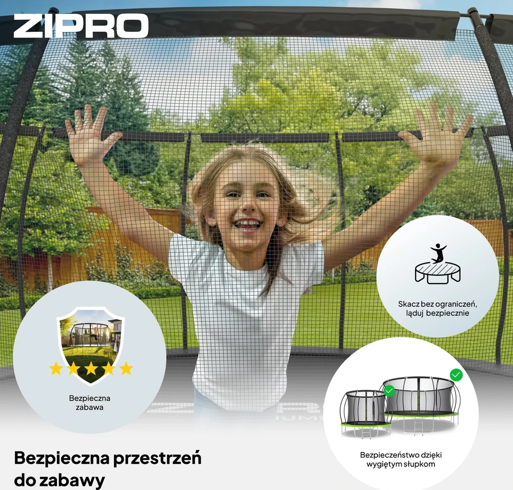 Zipro JumpPro Premium Batutas su vidiniu tinklu, 496cm