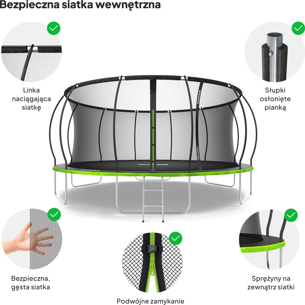 Zipro JumpPro Premium Batutas su vidiniu tinklu, 496cm