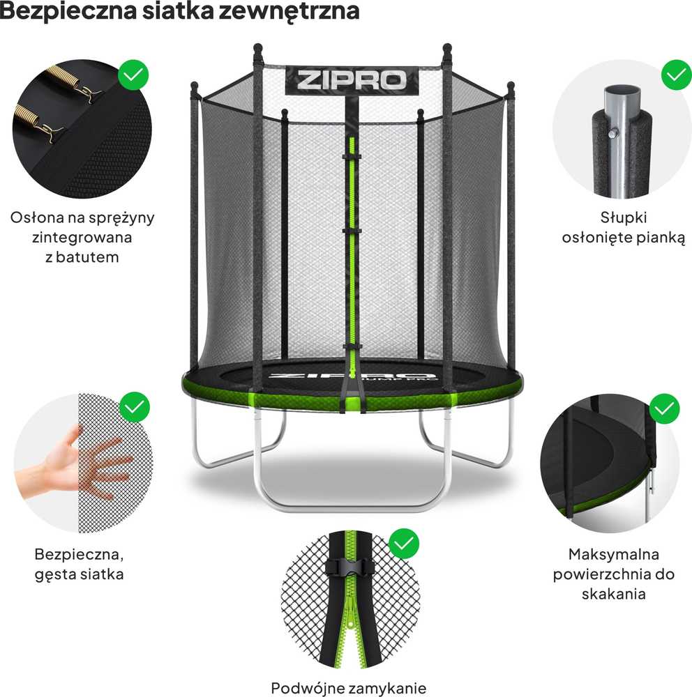 Zipro Jump Pro OUT batutas su išoriniu tinklu, 127 cm