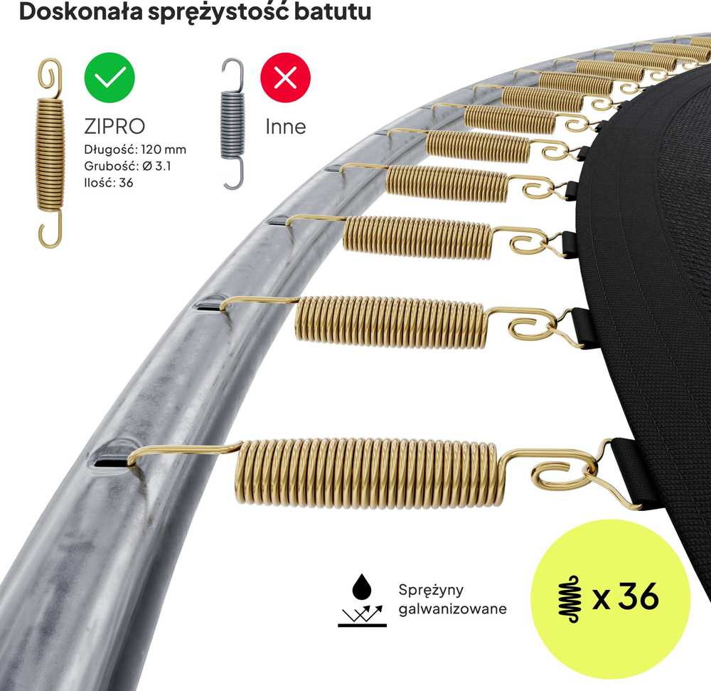 Zipro Jump Pro OUT batutas su išoriniu tinklu, 183 cm