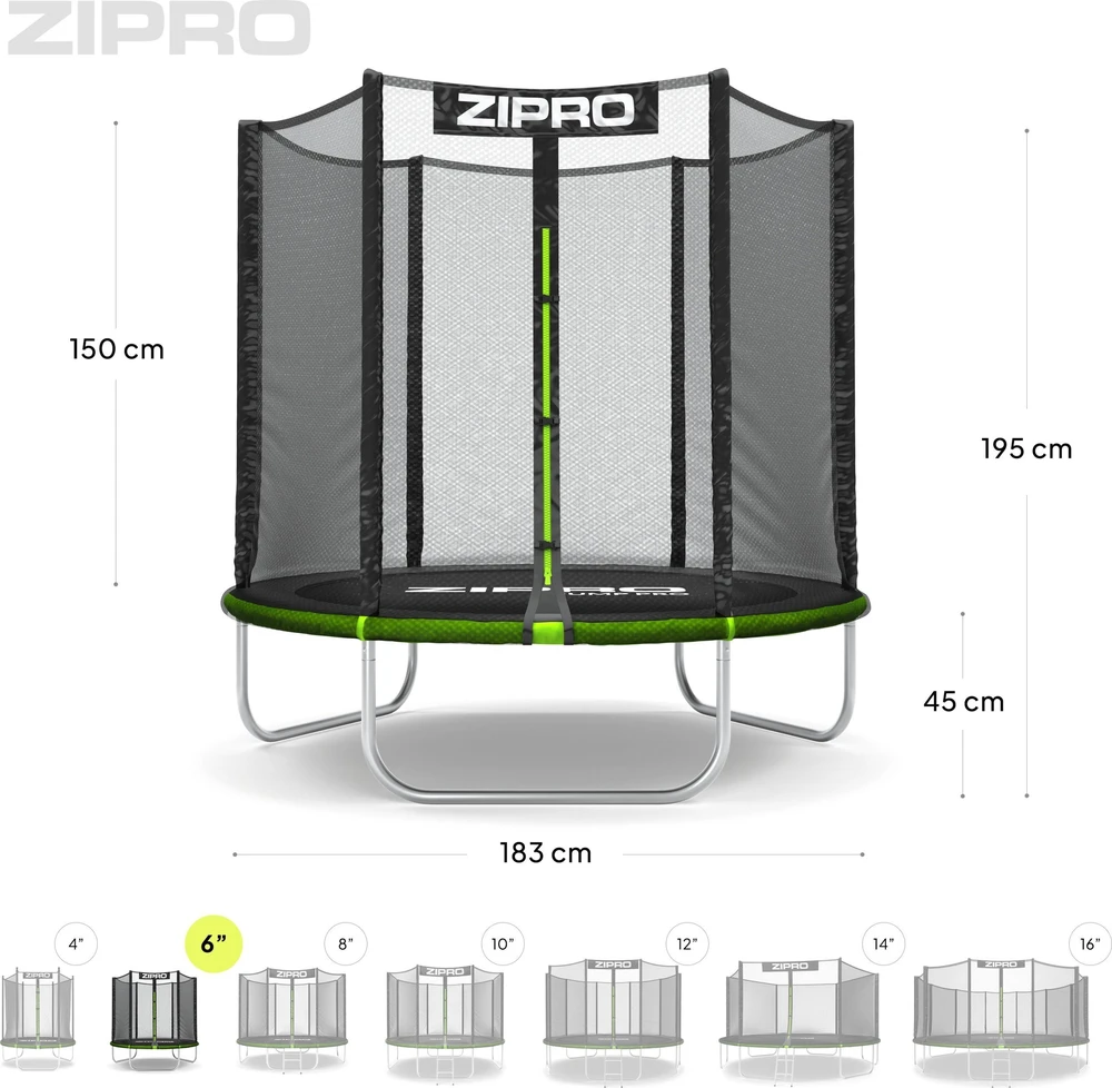 Zipro Jump Pro OUT batutas su išoriniu tinklu, 183 cm