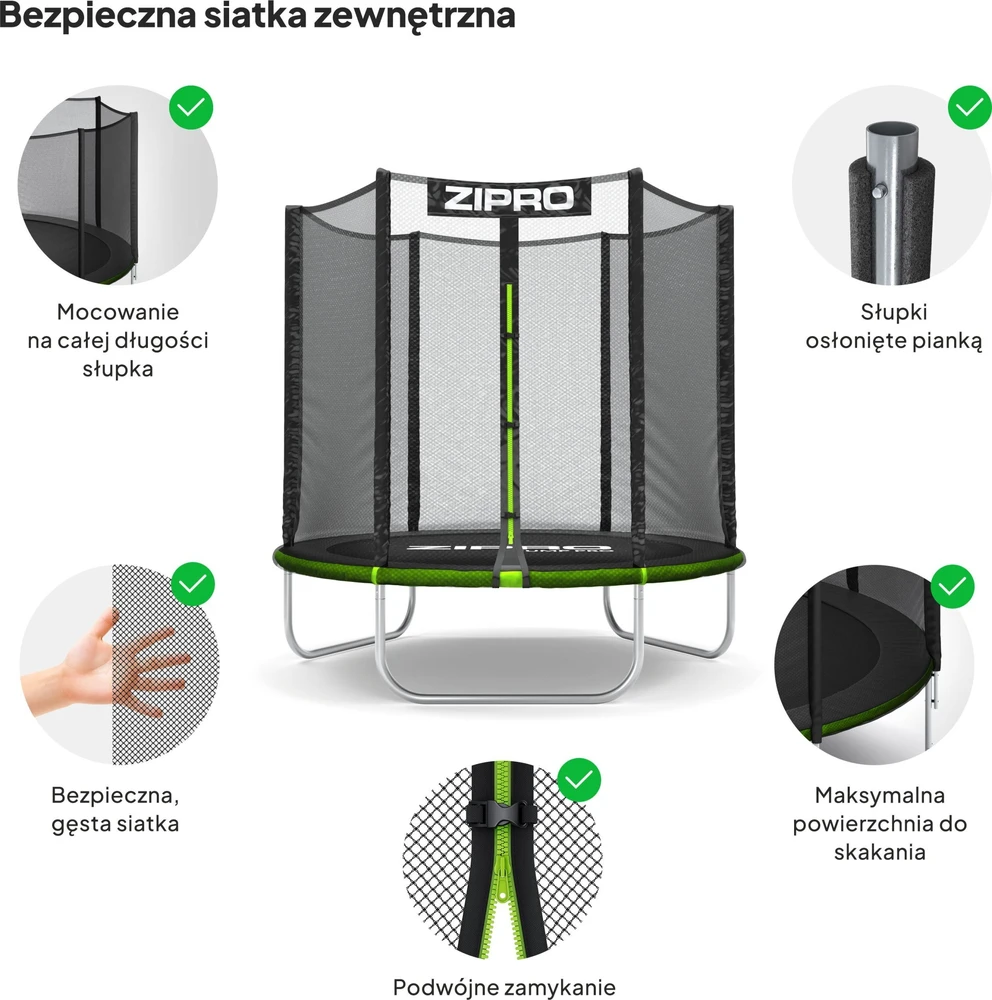 Zipro Jump Pro OUT batutas su išoriniu tinklu, 183 cm