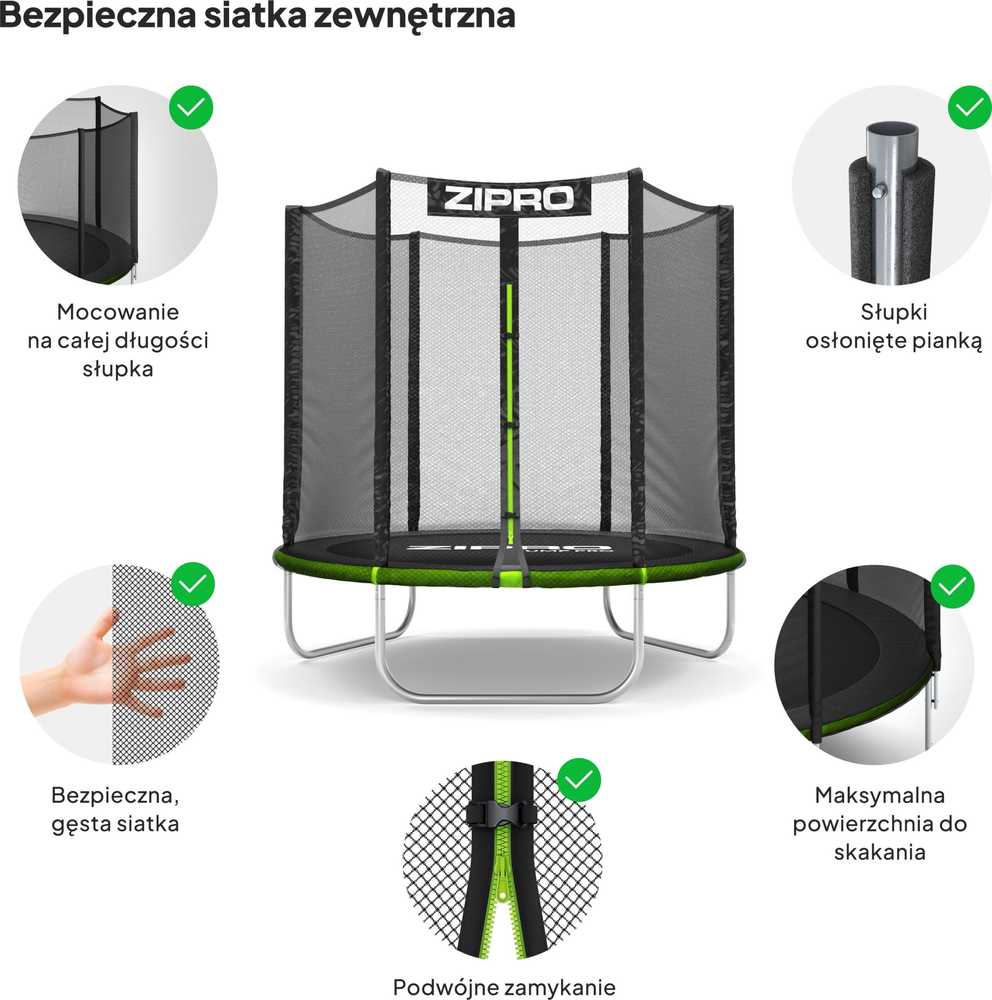 Zipro Jump Pro OUT batutas su išoriniu tinklu, 183 cm