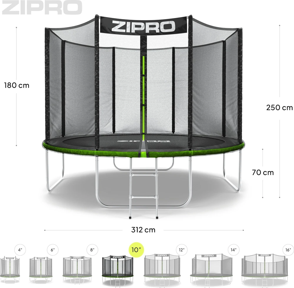 Zipro Jump Pro OUT batutas su išoriniu tinklu, 312 cm