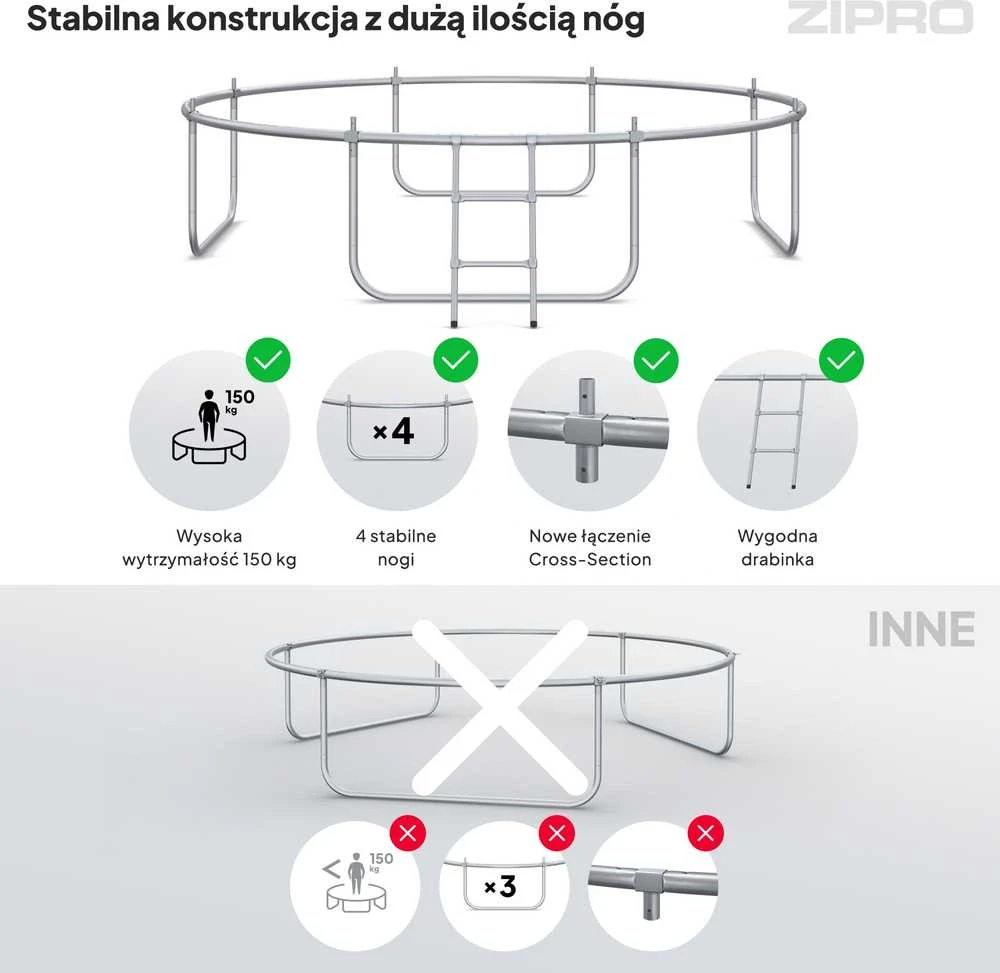 Zipro Jump Pro OUT batutas su išoriniu tinklu, 312 cm