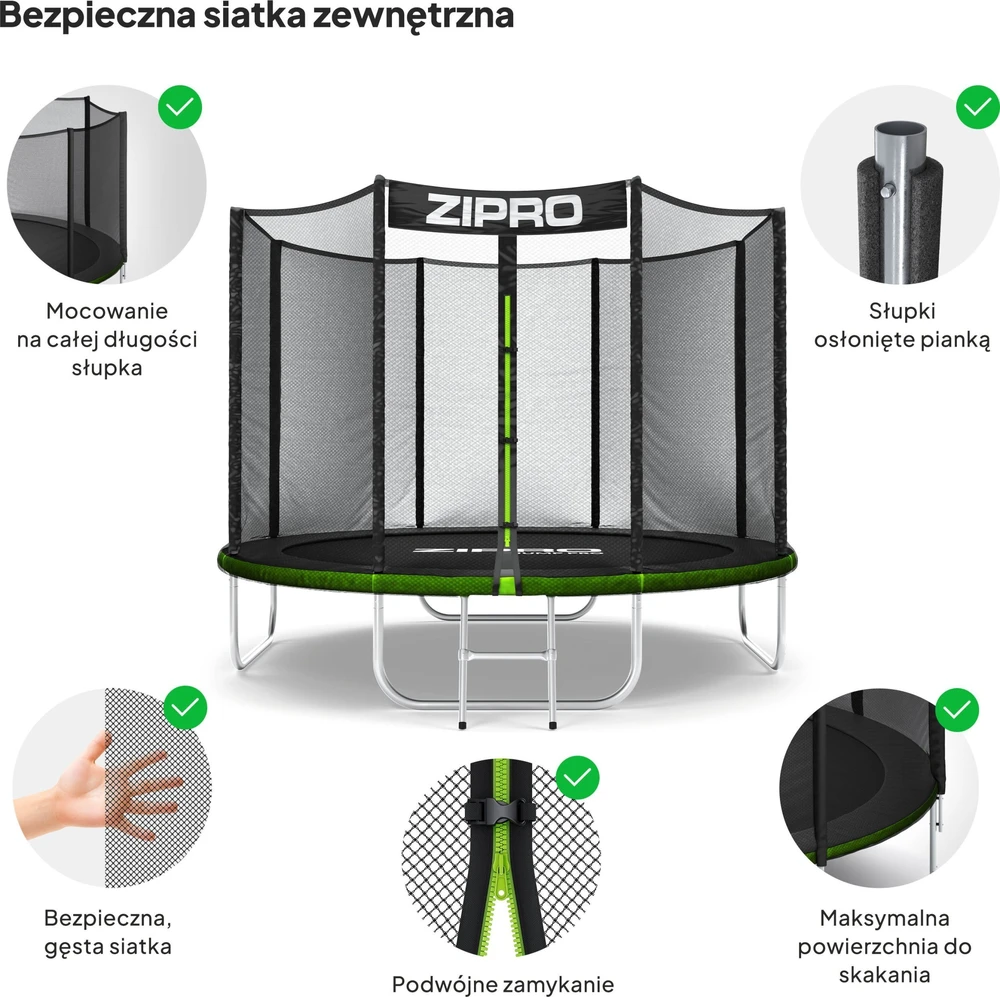 Zipro Jump Pro OUT batutas su išoriniu tinklu, 252 cm
