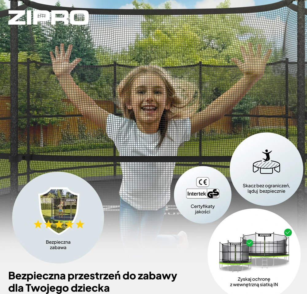 Zipro JumpPro IN Batutas su vidiniu tinklu, 183cm