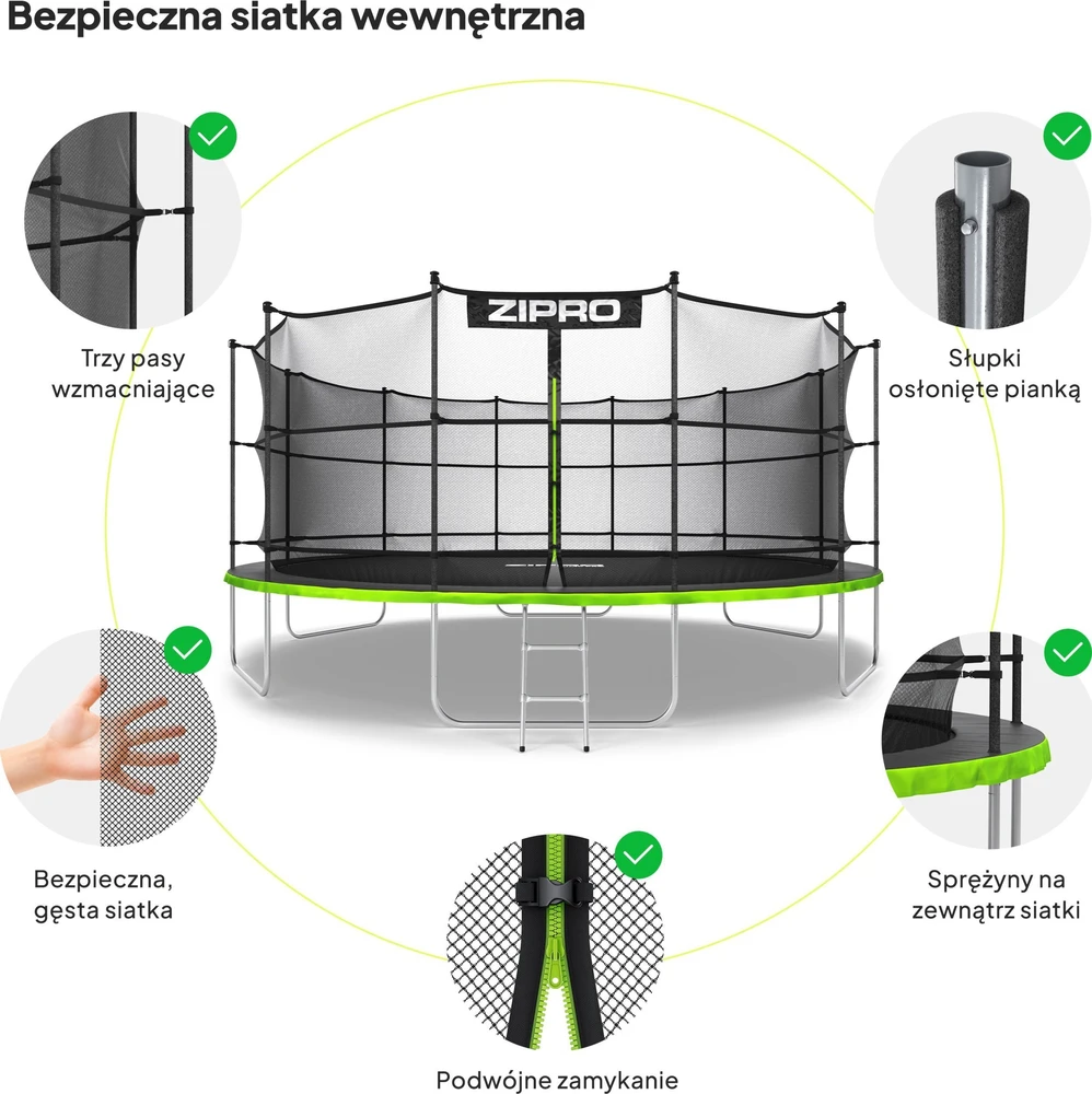Zipro JumpPro IN Batutas su vidiniu tinklu, 496cm