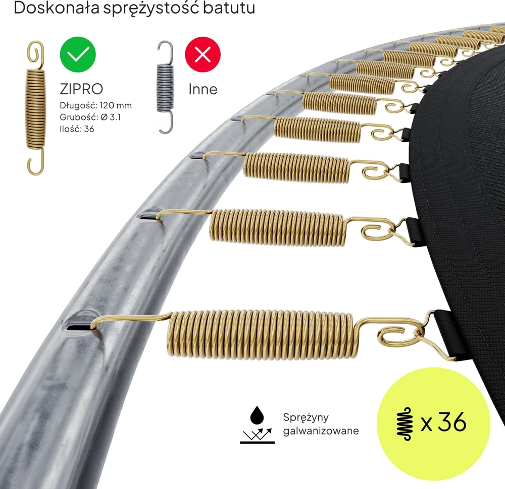 Zipro JumpPro IN Batutas su vidiniu tinklu, 183cm