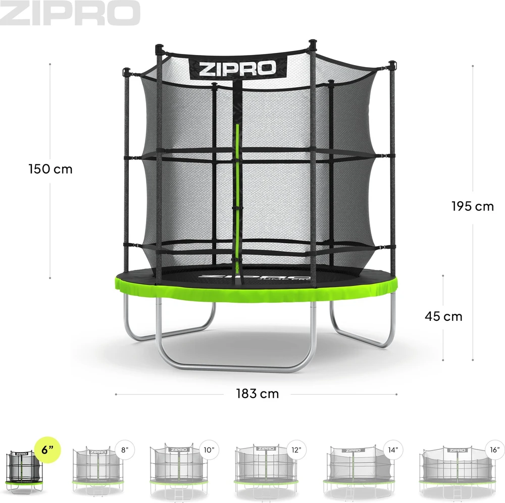 Zipro JumpPro IN Batutas su vidiniu tinklu, 183cm