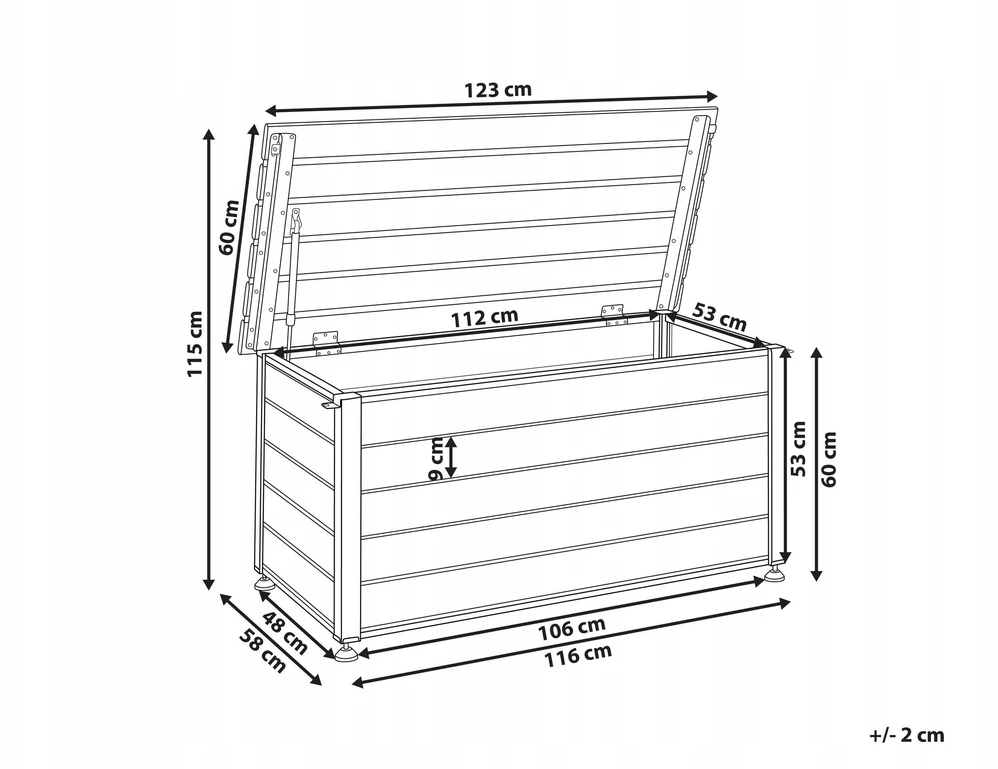 Beliani Sodo dėžė CAMPALTO 123 cm 60 cm balta