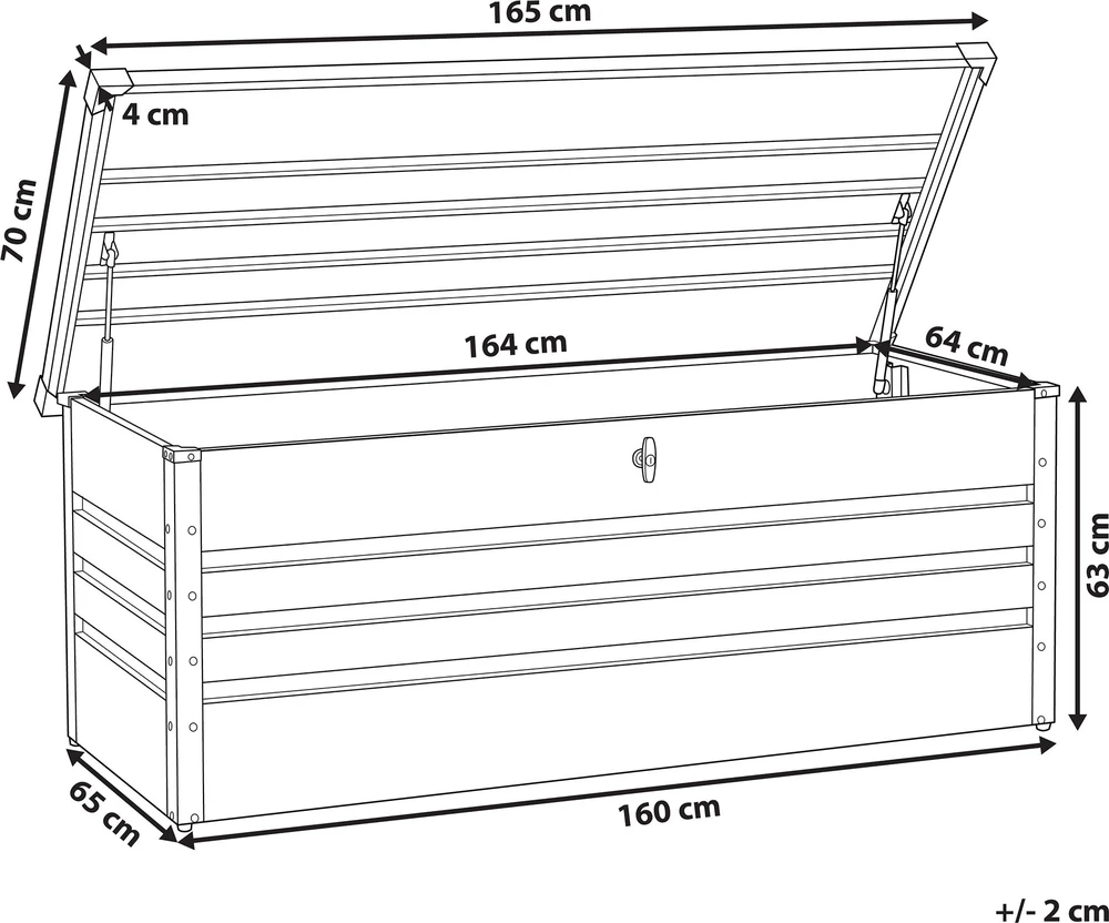 Beliani Sodo dėžė CEBROSA 165 cm 70 cm pilka