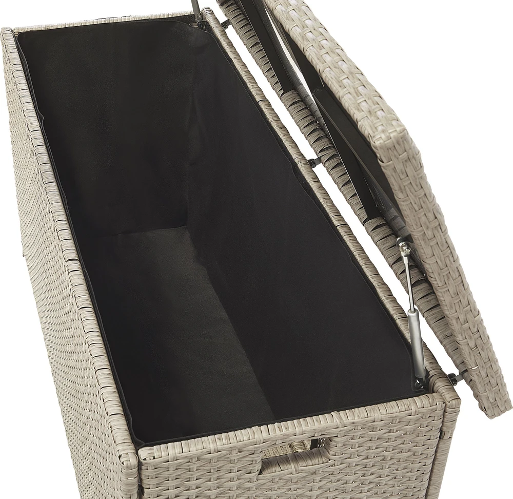 Beliani Sodo dėžė MODENA 126 cm 46 cm smėlio pilkumo spalvos