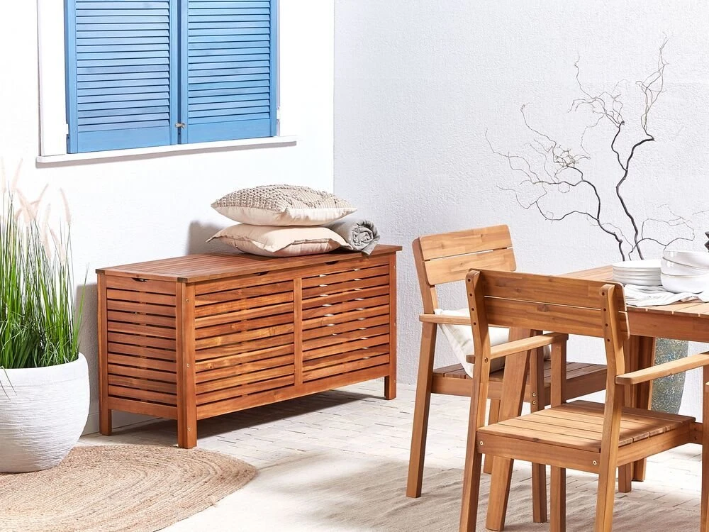Beliani Sodo dėžė RIVIERA 130 cm 48 cm, ruda