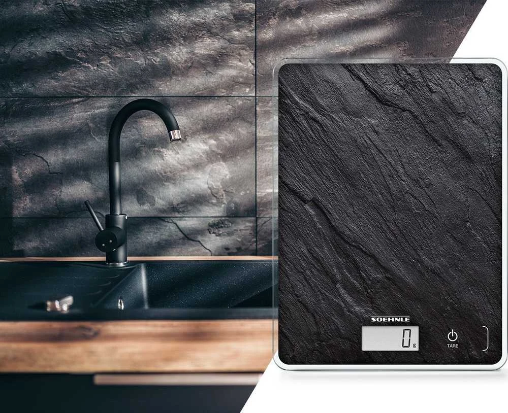 Virtuvinės svarstyklės Maisto Svarstyklės - Soehnle Page Compact 300, 5kg Talpa, 1g Tikslumas, Juoda Slate