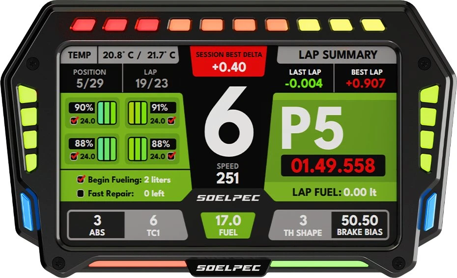 SOELPEC XR-7 Ekranas, sim racing touchscreen, RGB telemetry – juodas