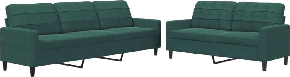 Sofa Sofos komplektas su pagalvėlėmis, 2 dalių, žalias, aksomas