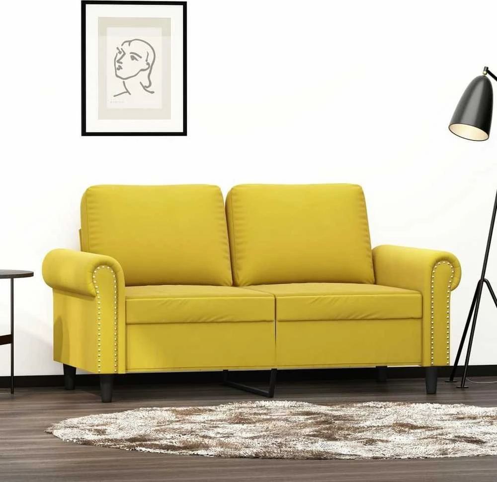 Dvivietė sofa, geltonos spalvos, 120cm, aksomas