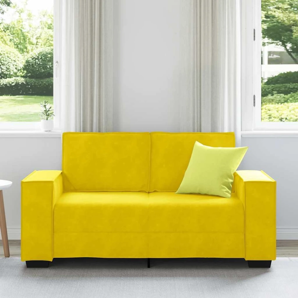 Dvivietė sofa, geltona, 160x78x84 cm, aksomas