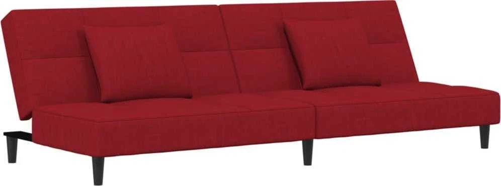 Dvivietė sofa-lova su dvejomis pagalvėmis, vyno, aksomas